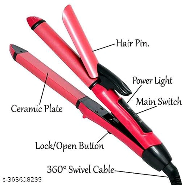 2in1 hair straightener with curler pinkrod | hair striaghtner and curler