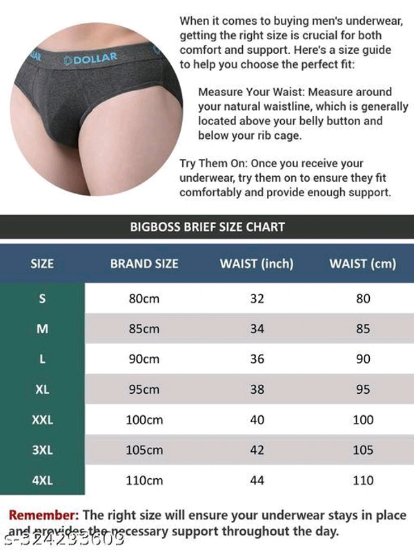 Dollar Bigboss Men's Assorted Pack of 6 Cotton Brief - L