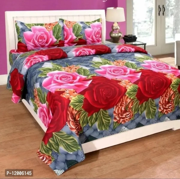 Classic Polycotton Printed Double Bedsheet with Pillow Covers - ₹40