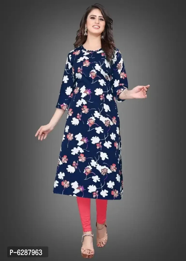 Women Crepe Printed Straight Kurti - XL