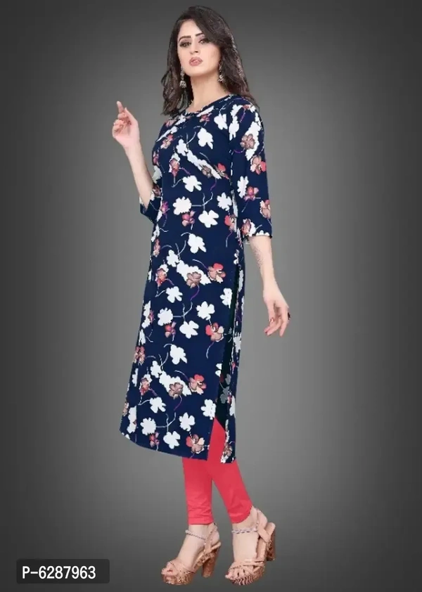 Women Crepe Printed Straight Kurti - XL