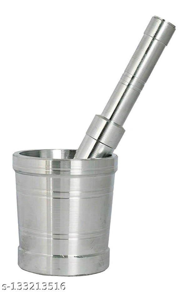 KC Aluminium Khal Batta/Mortar & Pastel/Imam Okhli/Musal/Kitchen Masher/Aluminium Masher/Khallad/Mam Dasta/Spice Mixer Heavy for Use in Home and Kitchen