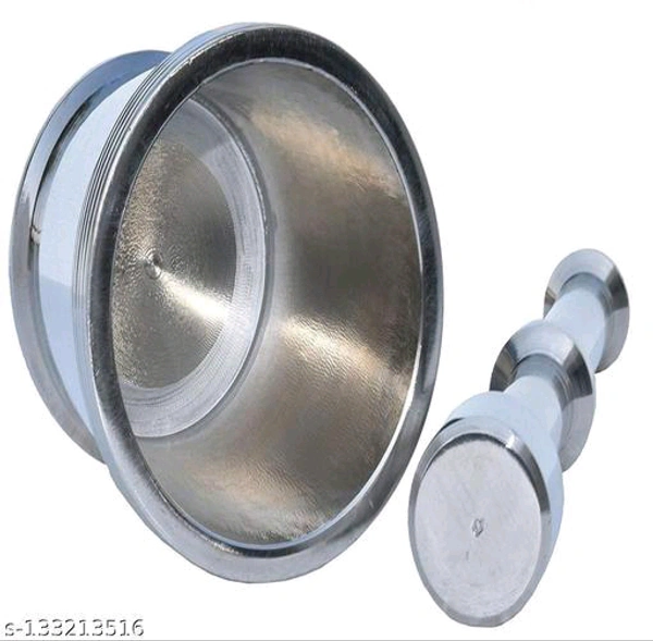 KC Aluminium Khal Batta/Mortar & Pastel/Imam Okhli/Musal/Kitchen Masher/Aluminium Masher/Khallad/Mam Dasta/Spice Mixer Heavy for Use in Home and Kitchen