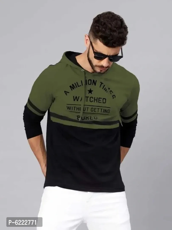Trending Mens Full Sleeves Hooded T Shirt - M