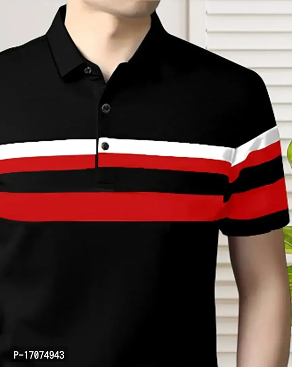 Men Cotton Blend Striped Polos - M