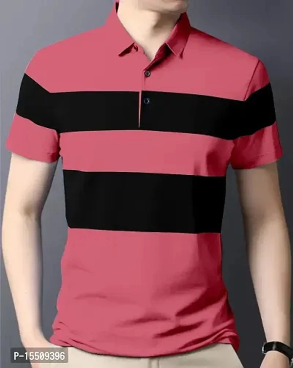 Cotton Blend Multicoloured Colourblocked Polo T-shirt for Men - M