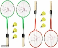 Best Quality Multicolour Badminton Kit Set Of 4 Piece Racquet With 6 Piece Plastic Shuttlecock Badminton Kit