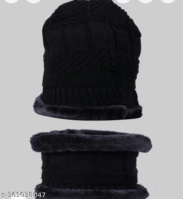 Beanie warm caps for Men and Women with hand gloves. Set of 1 - Free Size