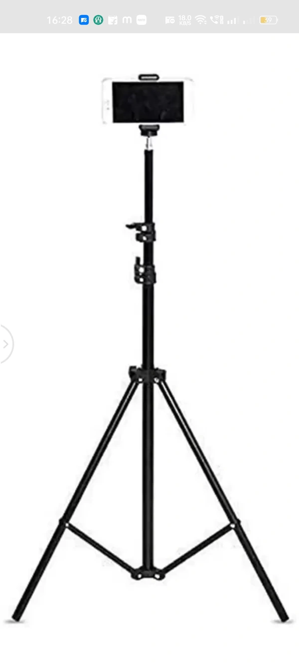 Lightweight And Portable 7 Feet Long Tripod Stand With Mobile Clip Holder Tripod -Black, Supports Up To 2000 G - Yes
