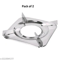 gas saver burner stand | fire and windproof gas saver jali ring | gas saver protecter flame | gas energy saver stand set for all gas stove, Open(PACK 2) - Silver