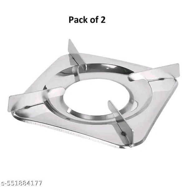 gas saver burner stand | fire and windproof gas saver jali ring | gas saver protecter flame | gas energy saver stand set for all gas stove, Open(PACK 2) - Silver