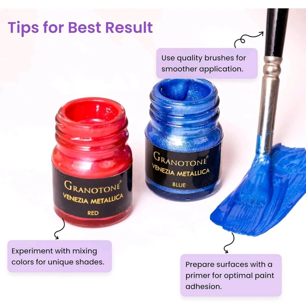 GRANOTONE Venezia Metallica Colors Kit - 10 Vibrant Water-Based, Non-Toxic Shades with Shimmering Effect, 15ml Each - Perfect for Artists & Crafters