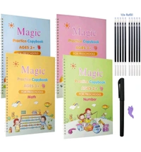 Practical Reusable Writing Tool Sank Magic Practice Copybook (4 BOOKS, 2 PEN,2 GRIP,10 REFILL), Number Tracing Book For Preschoolers With Pen, Magic Calligraphy Copybook Set Practical Reusable Writing Tool Simple Hand Lettering (Spiral, india)