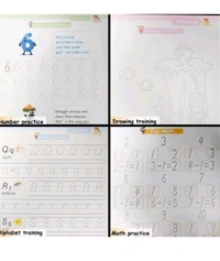 Practical Reusable Writing Tool Sank Magic Practice Copybook (4 BOOKS, 2 PEN,2 GRIP,10 REFILL), Number Tracing Book For Preschoolers With Pen, Magic Calligraphy Copybook Set Practical Reusable Writing Tool Simple Hand Lettering (Spiral, india)