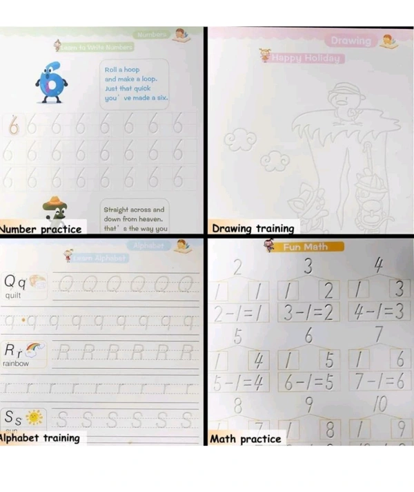 Practical Reusable Writing Tool Sank Magic Practice Copybook (4 BOOKS, 2 PEN,2 GRIP,10 REFILL), Number Tracing Book For Preschoolers With Pen, Magic Calligraphy Copybook Set Practical Reusable Writing Tool Simple Hand Lettering (Spiral, india)