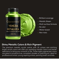 GRANOTONE Venezia Metallic Acrylic Paint, 200 ML - Extra Sheen, Non-Fading, Indoor/Outdoor, Non-Toxic, Multi-Surface - For Artists, Hobbyists & Kids - Made in India (VIOLET) - Blue