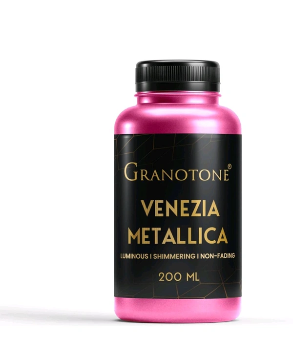 GRANOTONE Venezia Metallic Acrylic Paint, 200 ML - Extra Sheen, Non-Fading, Indoor/Outdoor, Non-Toxic, Multi-Surface - For Artists, Hobbyists & Kids - Made in India (VIOLET) - Magenta / Fuchsia