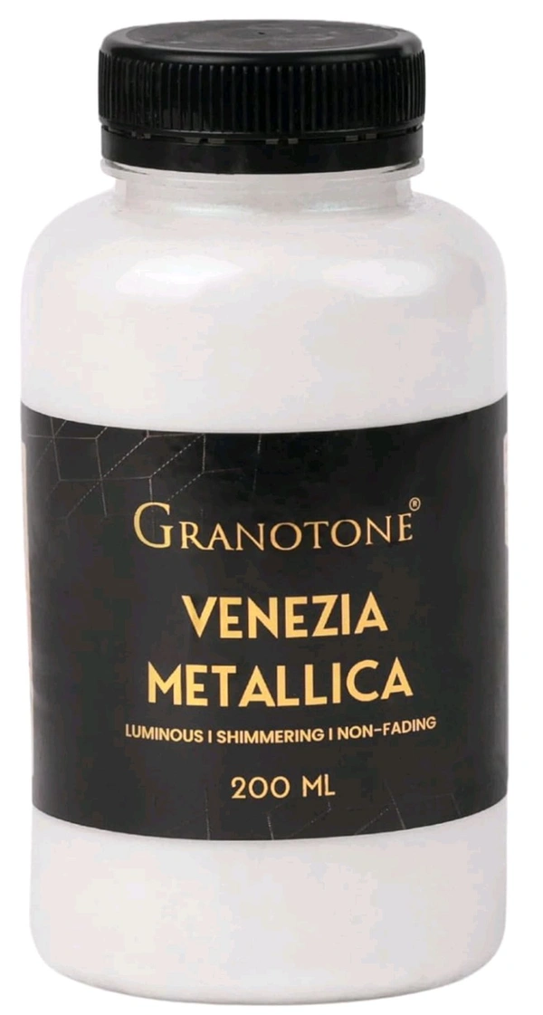 GRANOTONE Venezia Metallic Acrylic Paint, 200 ML - Extra Sheen, Non-Fading, Indoor/Outdoor, Non-Toxic, Multi-Surface - For Artists, Hobbyists & Kids - Made in India (VIOLET) - White