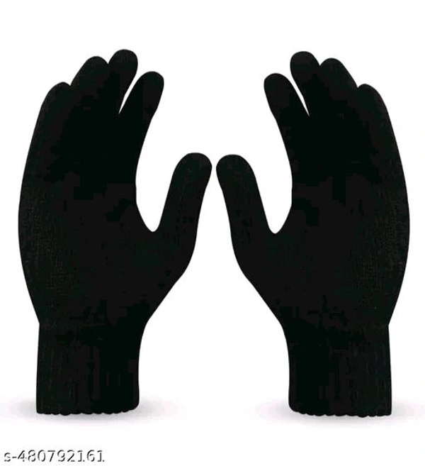 Unisex Winter Knit Beanie Cap Hat Neck Warmer Scarf And Hand Gloves  - Black