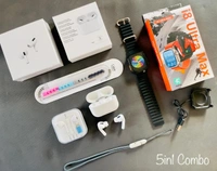 Apple Series i8 Ultra Max + Airpods Pro 2 + Apple Earphone + Cable Protector  - Orange, 44