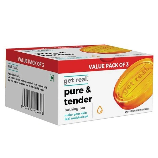 Get Real Pure & Tender Bathing Bar 125 g (Pack of 3)