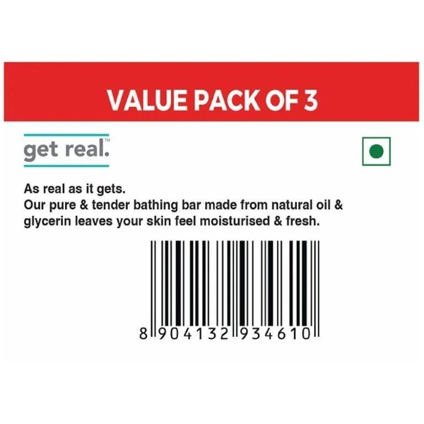 Get Real Pure & Tender Bathing Bar 125 g (Pack of 3)