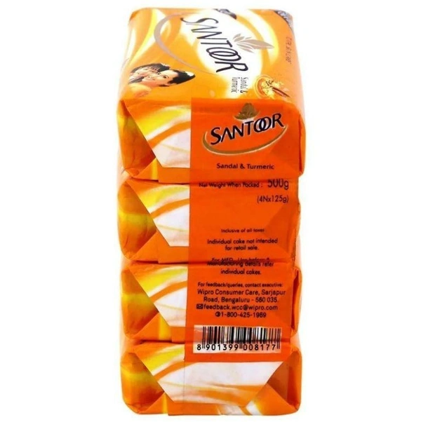 Santoor Sandal & Turmeric Soap 125 g (Pack of 4)