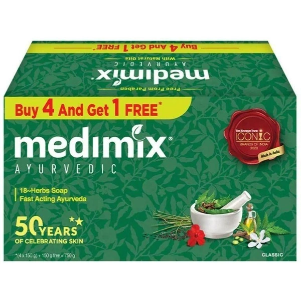 Medimix Ayurvedic 18-Herbs Classic Soap 150 g (Buy 4 Get 1 Free)