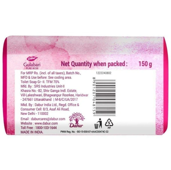 Dabur Gulabari Pure Rose Soap 150 g (Pack of 3)