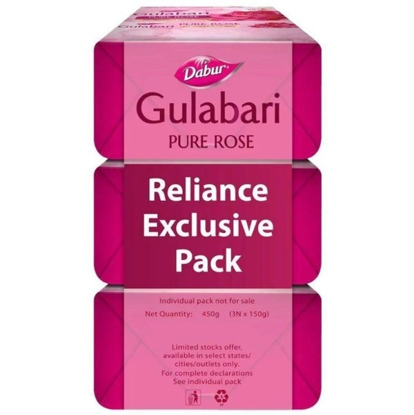 Dabur Gulabari Pure Rose Soap 150 g (Pack of 3)