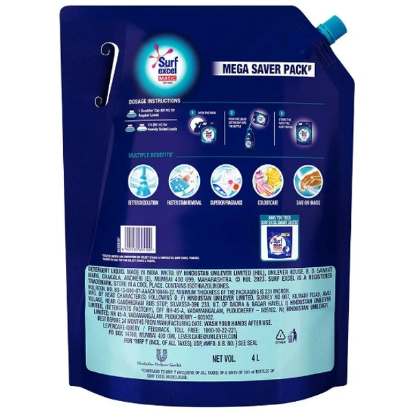 Surf Excel Matic Top Load Liquid Detergent 4 L