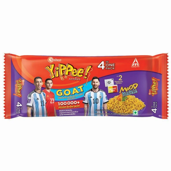 YiPPee! Magic Mood Masala 4 Block Instant Noodles | Long, Non-Sticky With Real Vegetables 280g