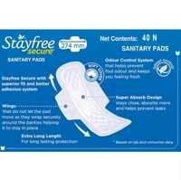 Stayfree Secure Cottony Soft Cover Sanitary Napkin with Wings (XL) 40 pads