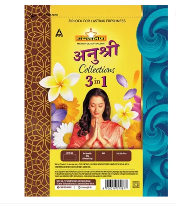 MANGALDEEP Anushri 3in1 Agarbatti Combo Aqua  (300 Units)