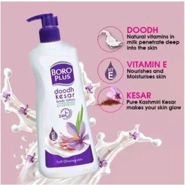 BOROPLUS Doodh Kesar Body Lotion | 24 hrs Moisturisation | For Soft Glowing Skin |  (400 ml)
