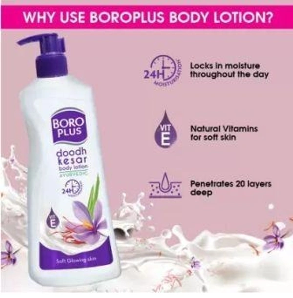 BOROPLUS Doodh Kesar Body Lotion | 24 hrs Moisturisation | For Soft Glowing Skin |  (400 ml)