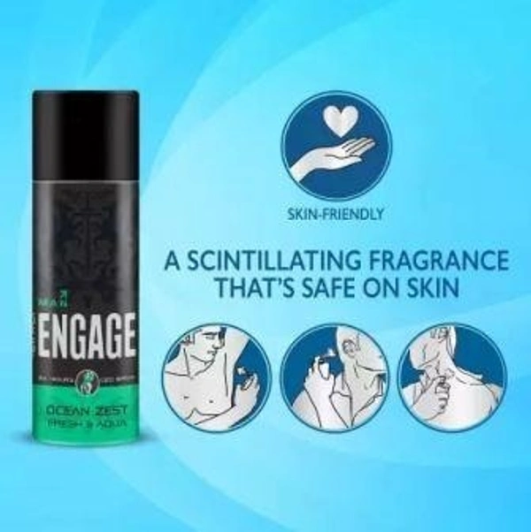 Engage Ocean Zest, Citrus and Aquatic, Skin Friendly Deodorant Spray - For Men  (150 ml)