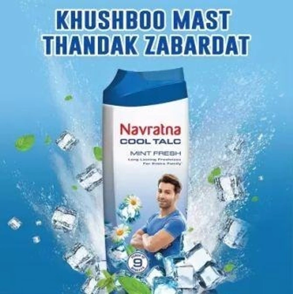 Navratna Mint Fresh Cool Talc|Instant cooling relief|long-lasting effect  (400 g)