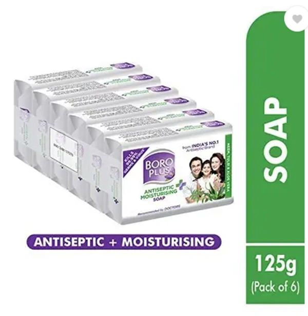 BOROPLUS Antiseptic + Moisturising Soap - Neem, Tulsi & Aloe Vera  (6 x 125 g)