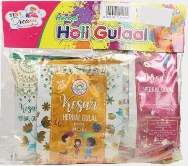 We Kart Herbal Holi Gulaal Set of 5, Green|Pink|Yellow|Orange