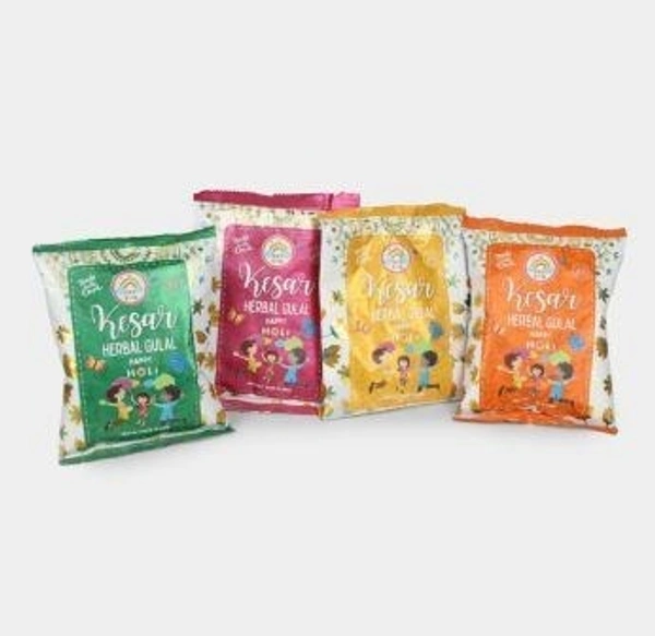 We Kart Herbal Holi Gulaal Set of 5, Green|Pink|Yellow|Orange