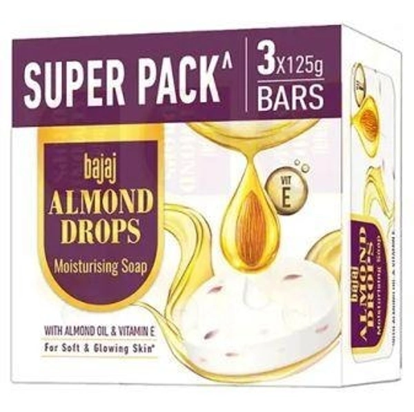 BAJAJ Almond Drops Moisturising Soap with Almond Oil & Vitamin E  (3 x 125 g)