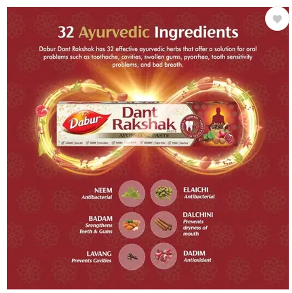 Dabur Dant Rakshak Toothpast 175x2 Toothpaste  (175 g)