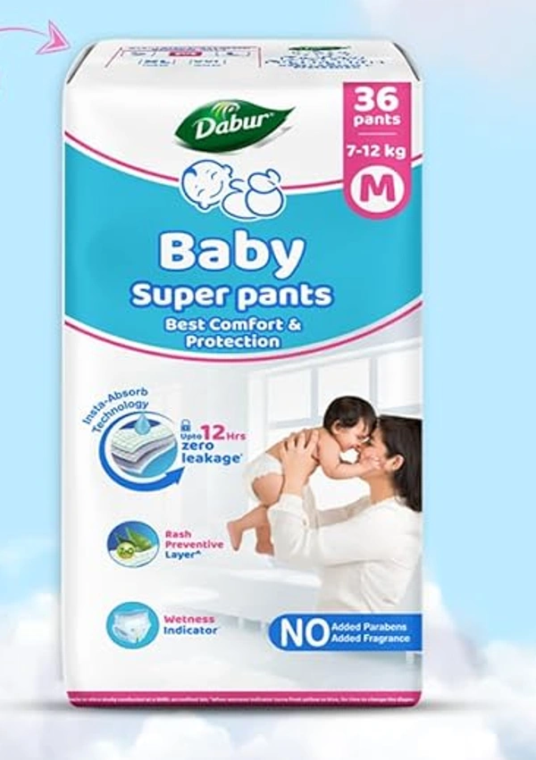 Dabur Baby Super Pants Insta-Absorb Technology - M (36 Pieces)