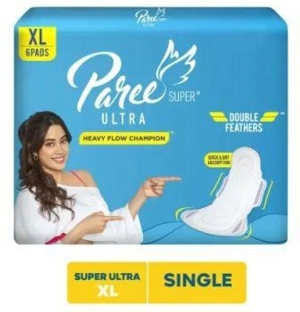 Paree Super Ultra Dry Feel Double Feathers XL Tri-Fold Pads, With Disposable Covers Sanitary Pad  (Pack of 6)