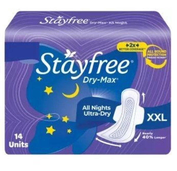 STAYFREE Dry-Max All Night XXL Wings Sanitary Pad  (Pack of 14)
