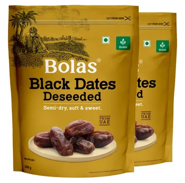 Bolas Molsi's Bolas Deseeded Black Dates Dates (Khajur)  (500 gm)