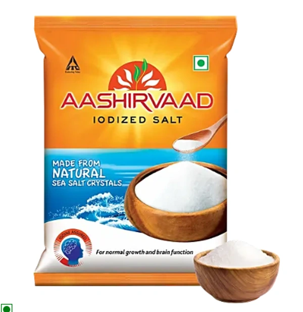 Aashirvaad Salt/ Namak - Iodised, 1 kg Pouch
