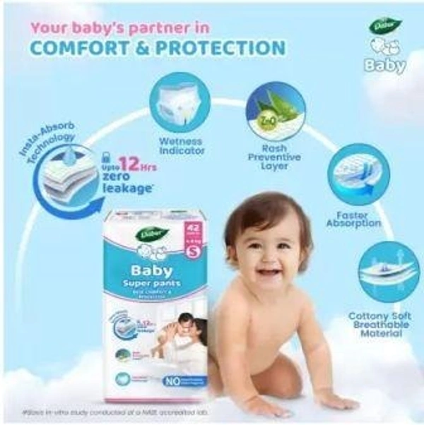 Dabur Baby Super Pants Insta-Absorb Technology - S  (42 Pieces)