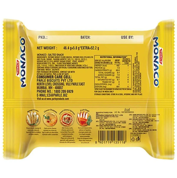Parle Monaco Classic Salted Biscuits 52.2 g